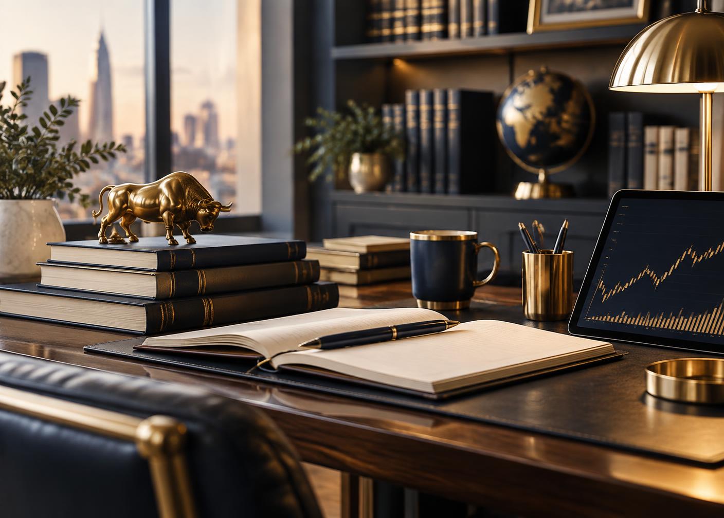 Trading education materials on a desk